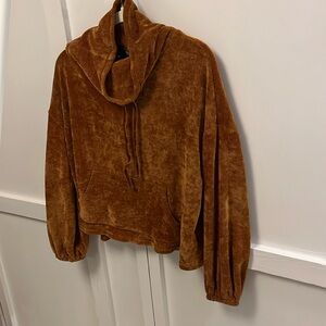 Velvet Copper Pullover with cowl neck and front pooch